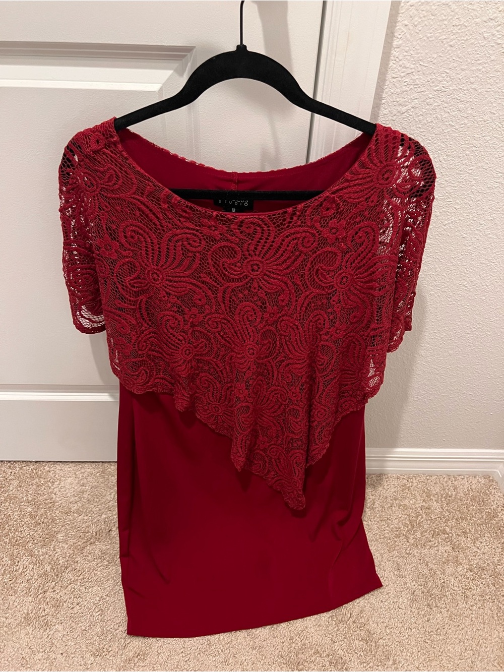 Enfocus Studio Burgundy Lace Cocktail Dress Size 12